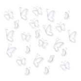 Monarchy Wall Butterflies in White and Nickel (Set of 24)