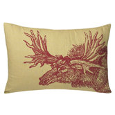 Moose Decorative Pillow in Red / Wheat
