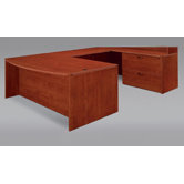 Fairplex Right / Left Executive Bow Front Lateral File U Desk with Grommet Holes and Wire Management