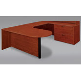 Fairplex Executive Corner Peninsula / Bullet Lateral File U Desk with Grommet Holes