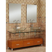 Modern Glass 59" Clear Horizon Vanity Set