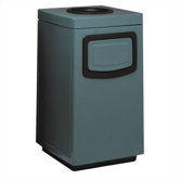 Fiberglass Series 30 Gallon Side Entry Square Ash 'N Trash with Doors on Trash Openings