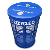 Expanded Metal Outdoor Recycling Receptacle in Blue