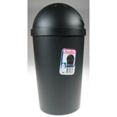 42 Quart Black Round Swing-Top Wastebasket