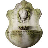 Fiber Stone Lion and Shell Wall Fountain