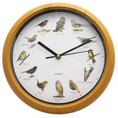 Bird Sound Wall Clock in Pine