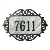 Decorative Scroll and Rectangle Granite Address Plaque Set