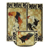 New Wave Kitchen Bergerac Rooster Novelty Rug (Set of 3)