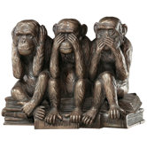 The Hear-No, See-No, Speak-No Evil Monkeys Statue in Faux Bronze