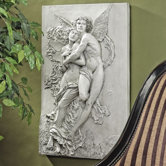 Cupid and Psyche Sculptural Wall Frieze in Antique Stone