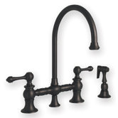 Vintage III Two Handle Widespread Bridge Faucet with Gooseneck Swivel Spout, Lever Handles and Side Spray
