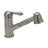 Pullout One Handle Single Hole Kitchen Faucet with Porcelain Lever