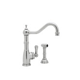 Perrin and Rowe Single Handle Single Hole Kitchen Faucet with Side Spray Rinse and 9" Reach Column Spout