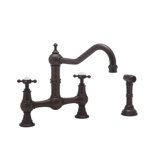 Perrin and Rowe Two Handle Widespread Bridge Faucet with Cross Handles and Hand Spray