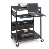 42" H Mobile Projector/Laptop Presentation Cart with Cord Bin and Electrical Unit