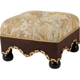 St. Lucia Footstool with Self Button, Self Braid and Cord