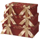 Bacara Largest Rectangle Boxes with Bow and Ribbon, Lined ( Set of 3)
