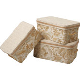 St. Lucia Largest Storage Box with Handles and Braid and Cord  (Set of 3)