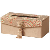 Alamosa Romance Rectangular Tissue Box with Bouquet Trimand magnet button