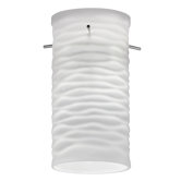 Mini Pendant with Glass Cylinder Wave Shade in Frosted White