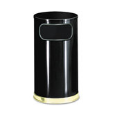 Designer Fire-Safe Recep w/Side Opening, Rnd, Steel, 12gal, BK