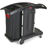 Compact Folding Housekeeping Cart in Black