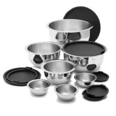 14 Pieces Stainless Steel Mixing Bowl Set in Black