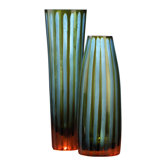Small Strip Vase in Cyan Blue and Orange