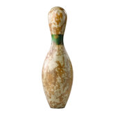Bowling Pin with Green Strip in Distressed Antique White