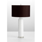 Dominique Table Lamp in White Glaze and Brown