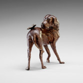 Dog And Butterfly in Rubbed Red