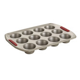 Gourmet Bakeware 12 Cup Muffin Pan with Silicone Grips