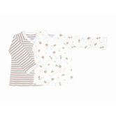 Nature's Nursery Long Sleeve Side Snap Shirt in Tan Stripes