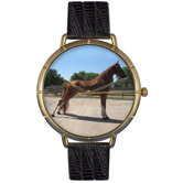 Unisex Tenessee Walker Horse Photo Watch with Black Leather