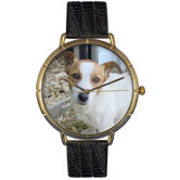 Unisex Jack Russel Photo Watch with Black Leather