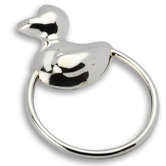 Duck Ring Sterling Silver Baby Rattle
