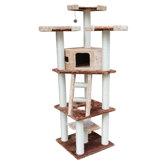 75" Hollywood Cat Tree in Brown and Beige