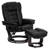 Contemporary Leather Recliner and Ottoman