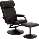 Contemporary Leather Recliner and Ottoman