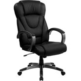 High-Back Leather Office Chair with C Loop Arms