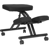 Mobile Ergonomic Kneeling Chair in Black Fabric