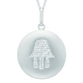 14k Gold 0.17ct TDW Diamond Round Hamsa (Hand) Disc Pendant