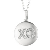 14k Gold 0.1ct TDW Diamond Round Hugs and Kisses (XO) Disc Pendant