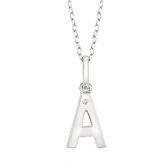 Sterling Silver 0.005CT TDW Diamond Initial Necklace