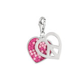 Crystal Heart with Dangle Peace sign Peace Charm