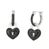 Micro-Set Cubic Zirconium Heart with Key Hole and Dangle Key Shape Dangle Earring