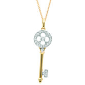 Clover in Circle Key Pendant in Yellow Gold