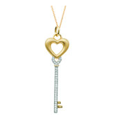 0.43" Heart Key Pendant in Yellow Gold