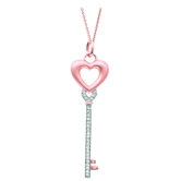 0.43" Heart Key Pendant in Rose Gold
