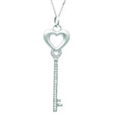 0.43" Heart Key Pendant in White Gold